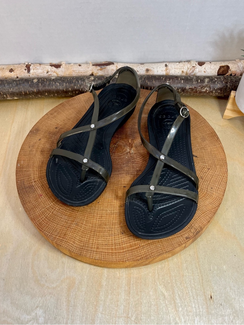 Crocs  Isabella Strappy Black Sandals - Size 6